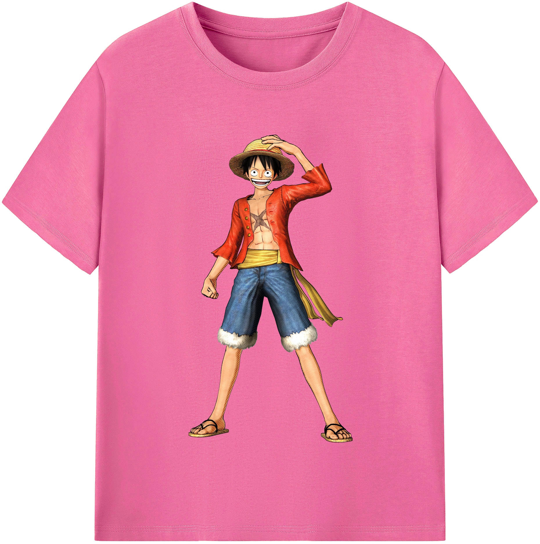 ワンピース モンキー・D・ルフィ ONE PIECE Monkey D. Luffy レディースカジュアルプリントTシャツ（綿100％）